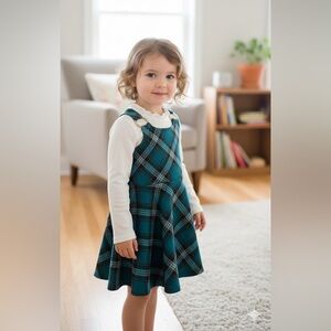 Teal Plaid Girls Dress - XXS (4-5)